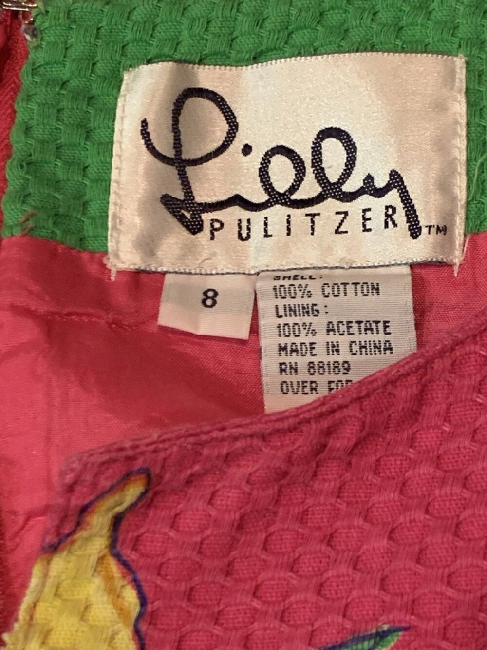 Lilly Pulitzer Vintage White Label Dress Pink With Blue Floral Print Women’s 8 - Picture 5 of 6
